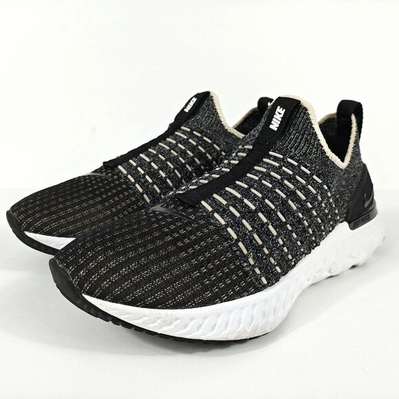 Nike React Phantom Run Flyknit 2 Womens 6.5 White Black Running Shoes CJ0280-002 - Picture 4 of 16